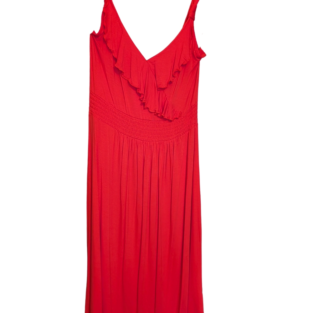 Revolution Red Ruffled Pleated Maxi Sundress